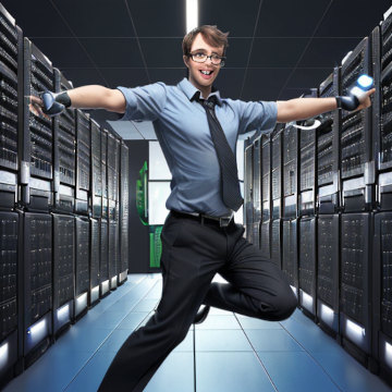 Stable Diffusion Tie Guy in the Server Room