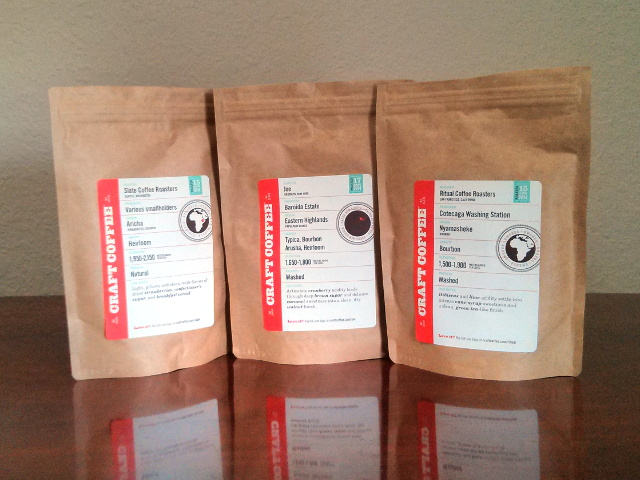 My first shipment from Craft Coffee
