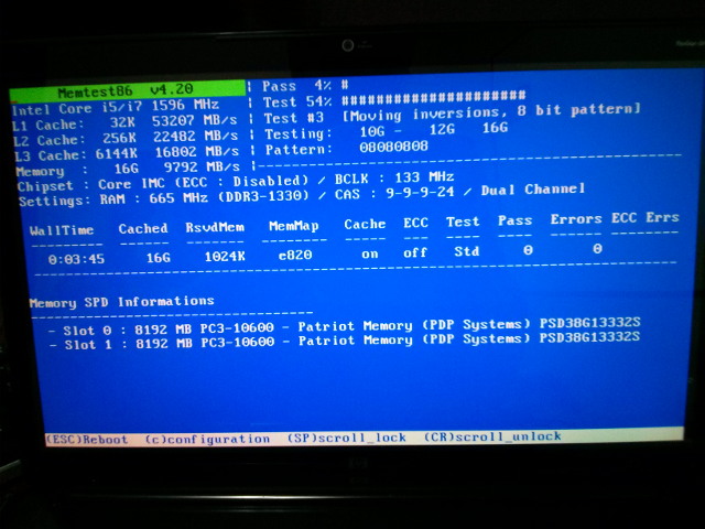 memtest86+ showing all 16 GB
