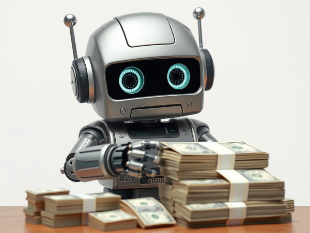 Flux Schnell Robot Counting Money