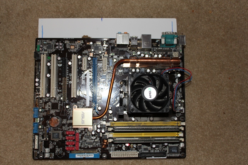 Motherboard on its mounting plate