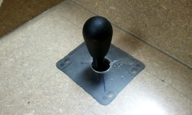 Test fitting joystick under unpainted plexiglas