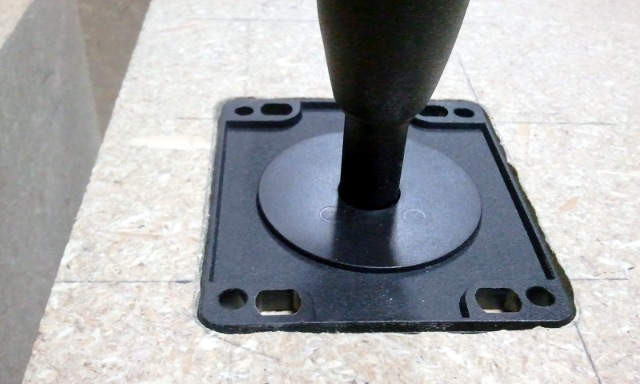 Joystick sitting flush in the countersunk hole