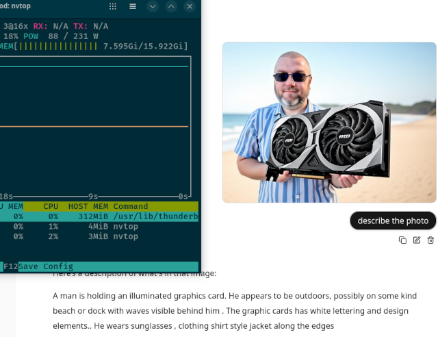 Gemma 3 4B Multimodal running locally on my 9070 XT