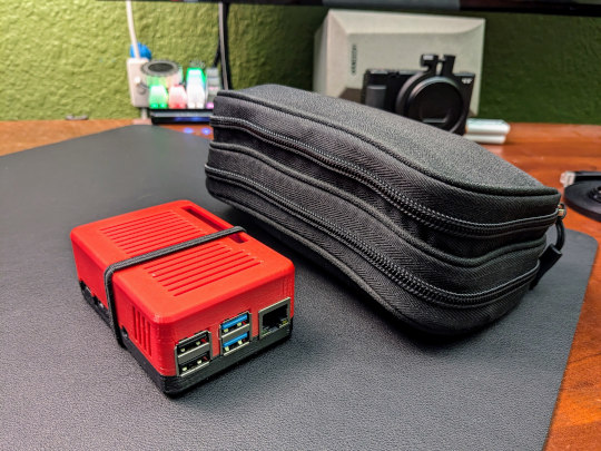 My network pouch next to a Raspberry Pi 5