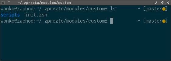 Useless little screenshot of Prezto for zsh