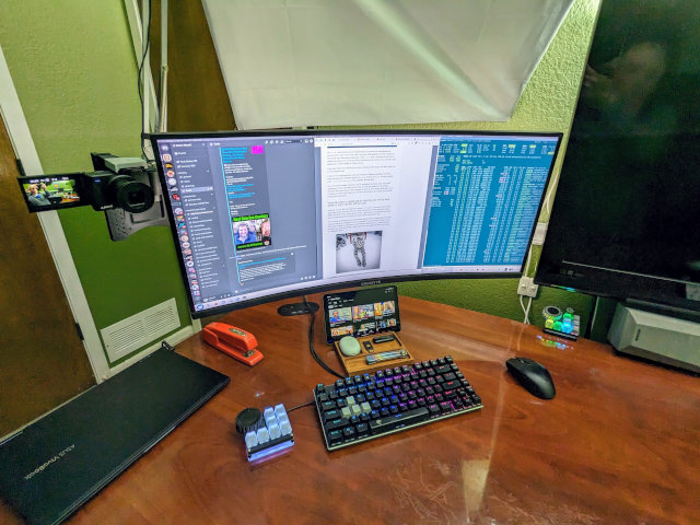 My desk with my podcasting camera