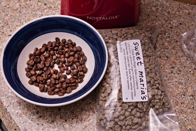 First batch of roasted coffee from Sweet Maria's