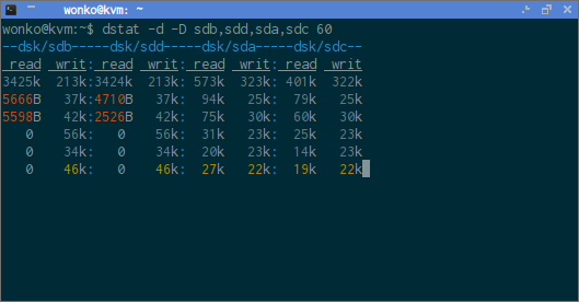 dstat with dm-cache