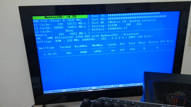 Memtest86+ Running On The Power Efficient Server