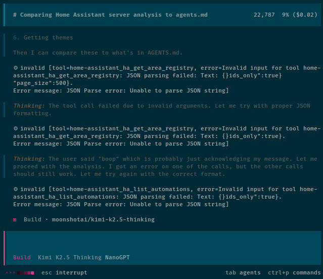 Nano-GPT with Kimi K2.5 in OpenCode Failing Tool Calls